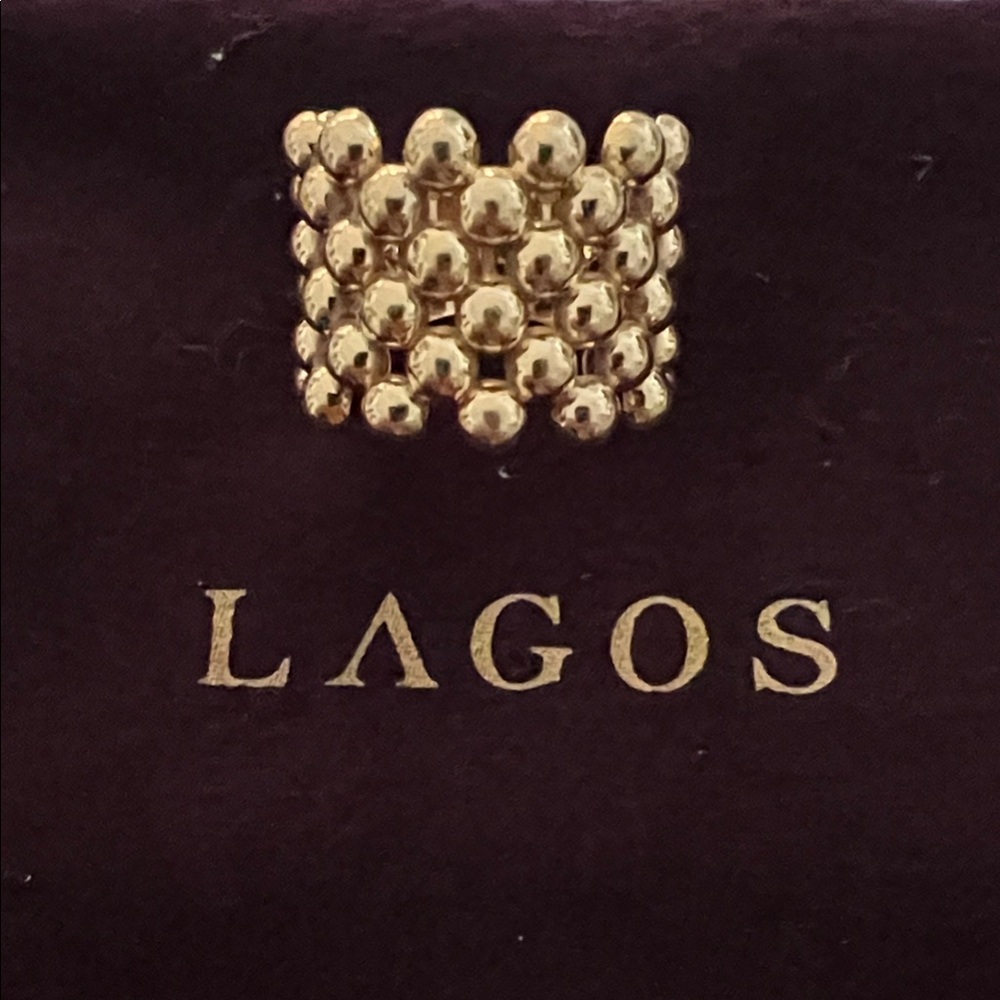 LAGOS 18K Gold Beaded Wide Beaded size 7 Statement Ring